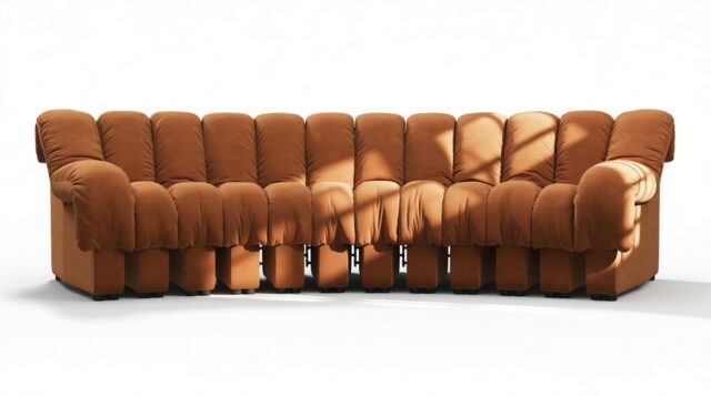 The DS 600 – Burnt Orange Vegan Suede, Three Seater Sofa