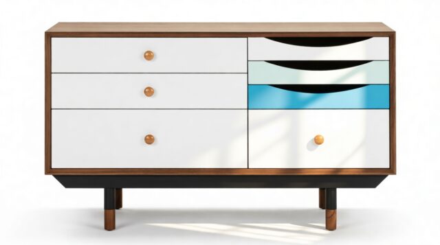 The Finn Juhl – Walnut and Blue, Small Credenza