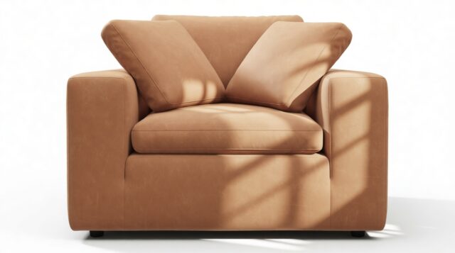 The Ciel – Tan Vegan Leather, Lounge Chair