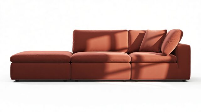 The Ciel – Cinnamon Velvet, Open End Sofa (Left)