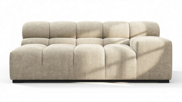 The Tufty – Beige Gray Chenille, Extra Large Armrest (Right)