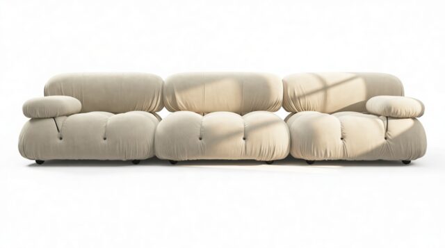 The Bellini – Eggshell Vegan Suede, Three Seater Sofa