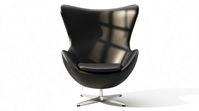 The Jacobsen – Midnight Black Premium Leather, Lounge Chair