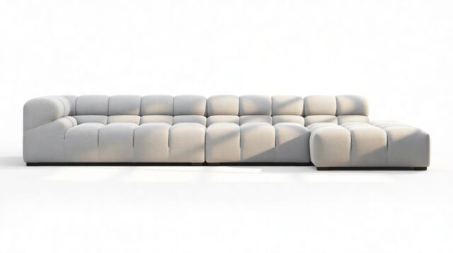 The Tufty – Light Gray Wool, Sectional Large Chaise (Right)