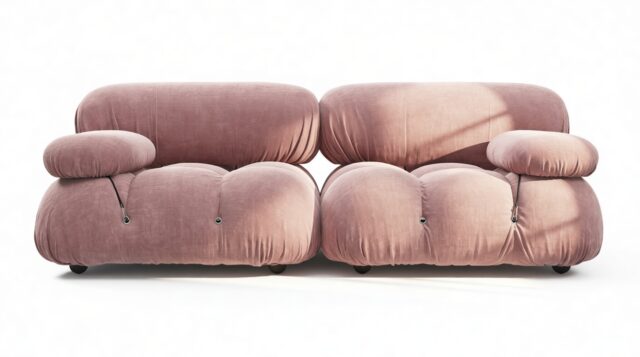 The Bellini – Dusty Pink Chenille, Two Seater Sofa