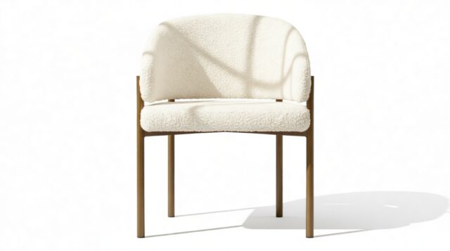 The Esther – Luxe Sherpa and Brushed Brass, Dining Chair