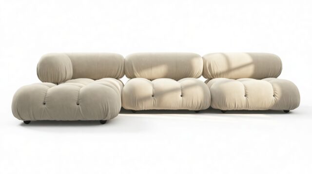 The Bellini – Eggshell Vegan Suede, Sectional (Left Chaise)