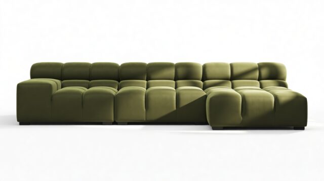 The Tufty – Thyme Luxe Velvet, Small Chaise (Right) – Sectional