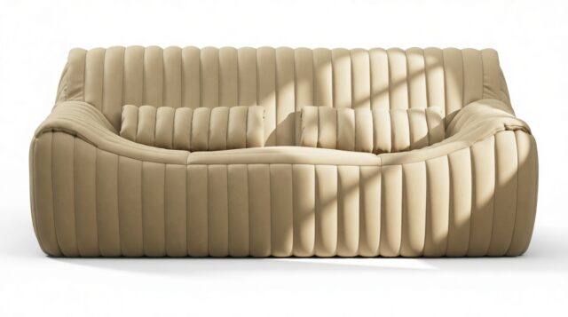 The Sandra – Beige Vegan Leather, Two Seater Sofa