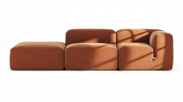 The Le Mura – Rust Chenille, Open End Sofa (Left)