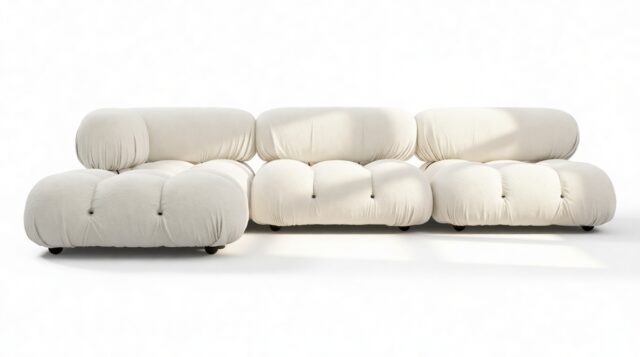 The Bellini – White Boucle, Sectional (Left Chaise)