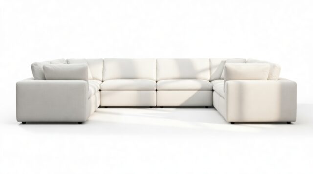 The Ciel – White Linen, Sectional (Eight Seater)