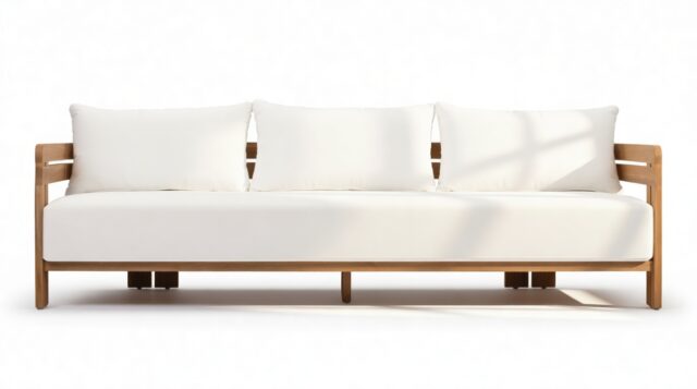 The Prestigio – Natural Teak with White Cushions, Sofa