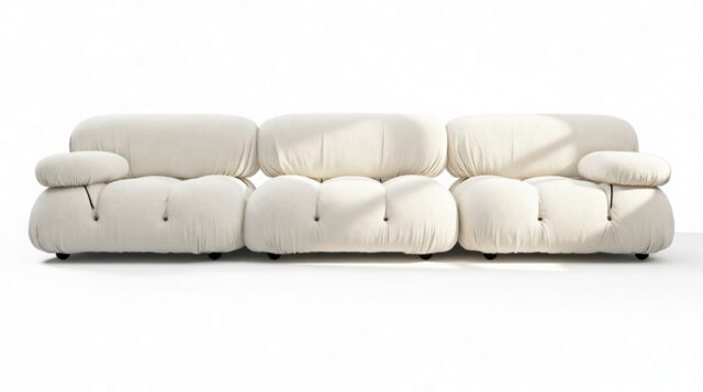 The Bellini – White Boucle, Three Seater Sofa