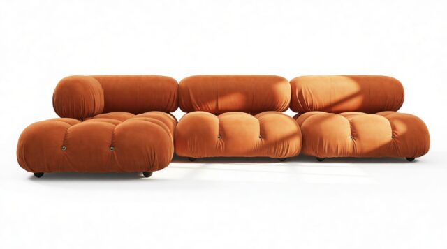 The Bellini – Apricot Velvet, Sectional (Left Chaise)