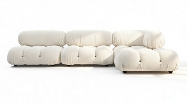 The Bellini – White Boucle, Sectional (Right Chaise)