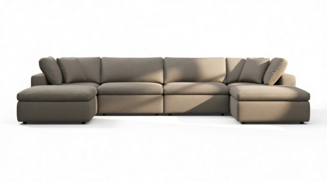 The Ciel – Coffee Brushed Weave, Sectional (Double Chaise)