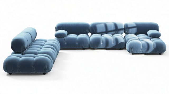 The Bellini – Aegean Blue Velvet, Sectional (Large Left Corner)