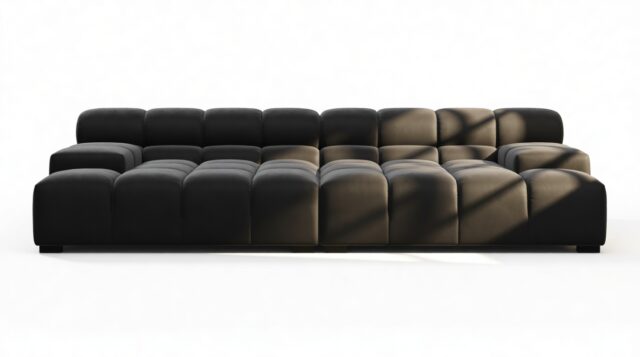 The Tufty – Black Velvet, Extra Deep Sofa – Sectional