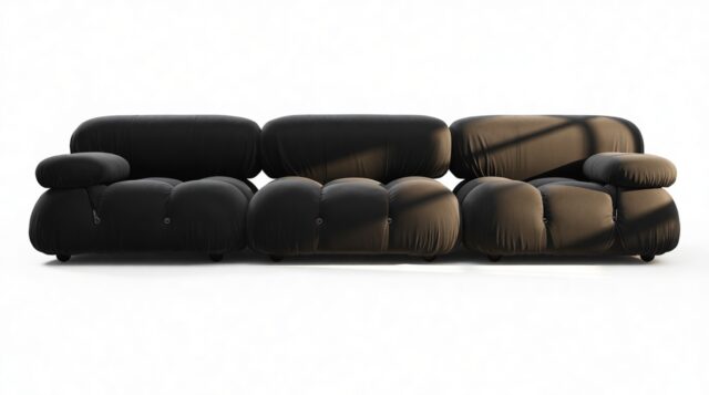 The Bellini – Black Velvet, Three Seater Sofa