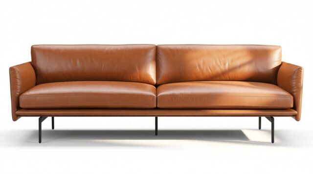 The Outline – Tan Premium Leather, Three Seater