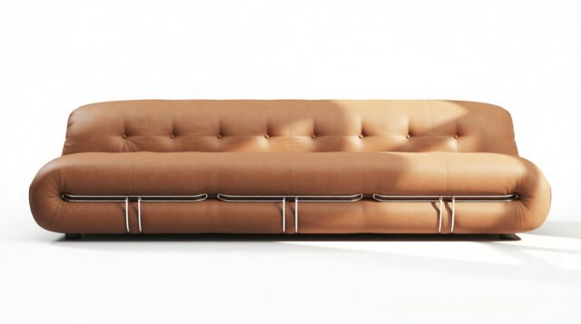 The Soriana – Chestnut Vegan Leather, Three Seater Sofa