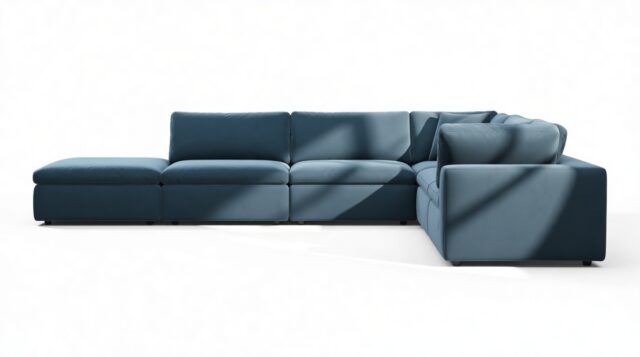 The Ciel – Prussian Blue Luxe Velvet, Sectional (Right Corner)