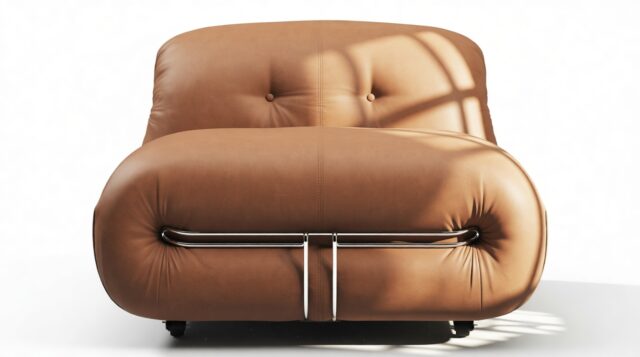 The Soriana – Chestnut Vegan Leather, Deep Lounge Chair