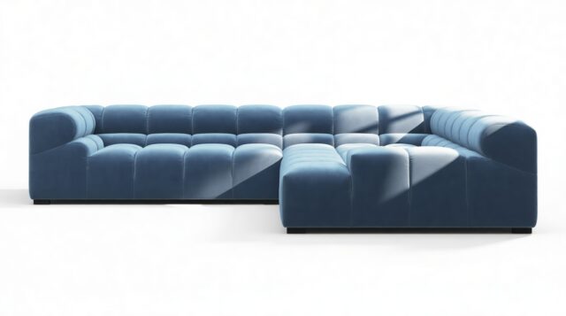 The Tufty – Aegean Blue Velvet, Corner (Right) – Sectional