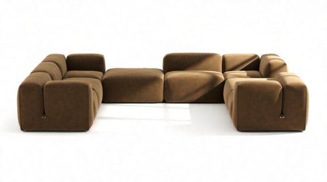 The Le Mura – Brown Vegan Suede, Eight Seater (Left)
