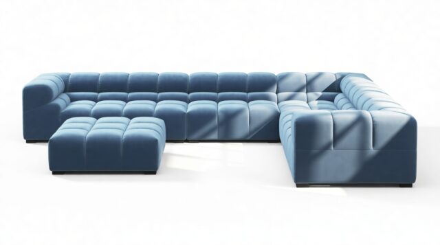 The Tufty – Aegean Blue Velvet, Large Corner (Right) – Sectional