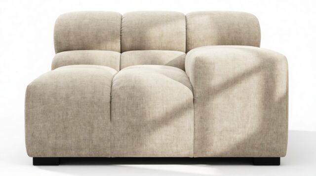 The Tufty – Beige Gray Chenille, Armrest (Right)