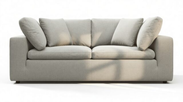 The Ciel – Soft Gray Brushed Weave, Two Seater Sofa