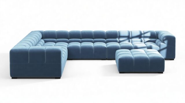 The Tufty – Aegean Blue Velvet, Large Corner (Left) – Sectional