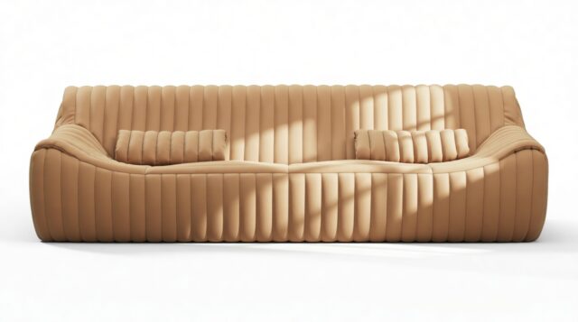 The Sandra – Camel Premium Leather, Three Seater Sofa