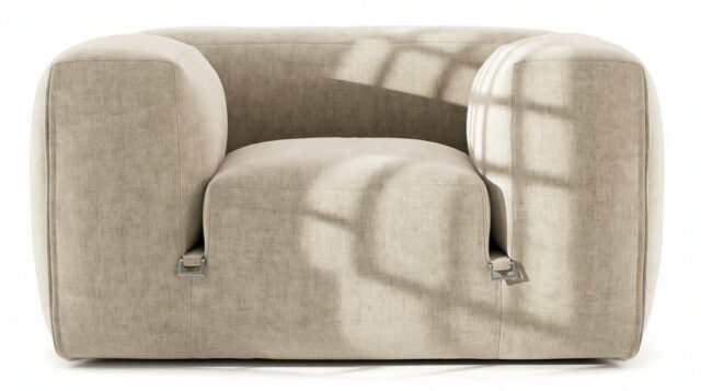 The Le Mura – Beige Gray Chenille, Lounge Chair