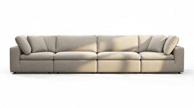 The Ciel – Beige Linen, Four Seater Sofa