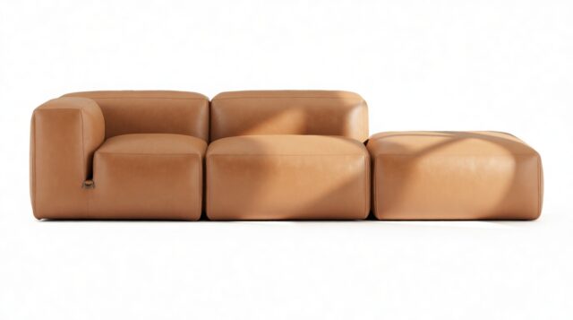 The Le Mura – Tan Vegan Leather, Open End Sofa (Right)