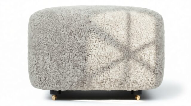 The Tired Man – Soft Gray Luxe Sheepskin, Ottoman