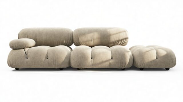The Bellini – Beige Gray Chenille, Open End Sofa (Right)