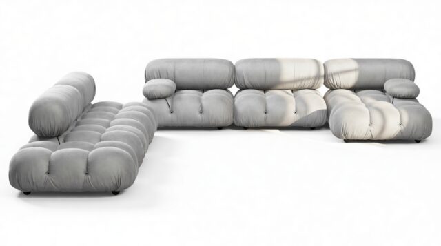 The Bellini – Light Gray Velvet, Sectional (Large Left Corner)