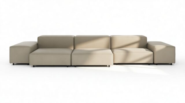 The Extrasoft – Beige Gray Vegan Leather, Three Seater Sofa (Right)