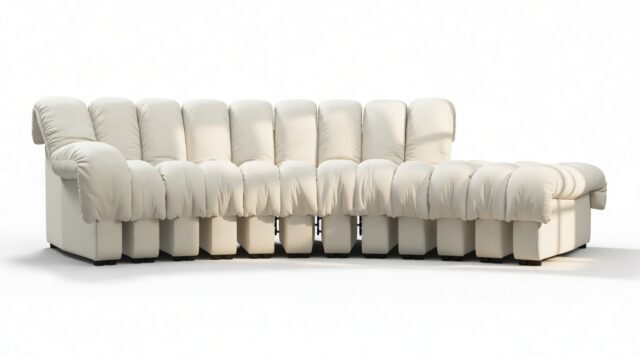 The DS 600 – Cream Vegan Leather, Small Open End Sofa, Right