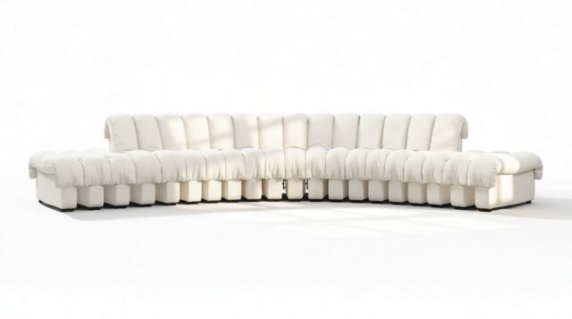 The DS 600 – White Boucle, Large Open End Sofa