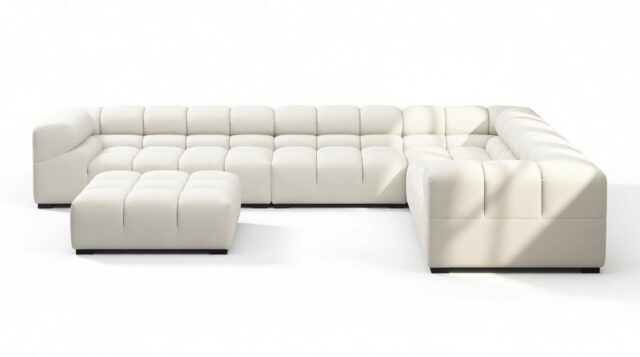 The Tufty – Oatmeal Brushed Weave, Large Corner (Right) – Sectional