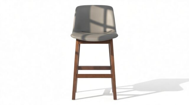 The Clair – Glacier Gray Vegan Leather and Walnut, Counter Stool