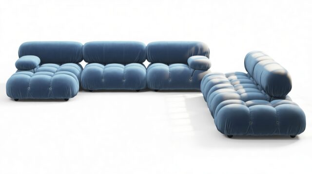 The Bellini – Aegean Blue Velvet, Sectional (Large Right Corner)