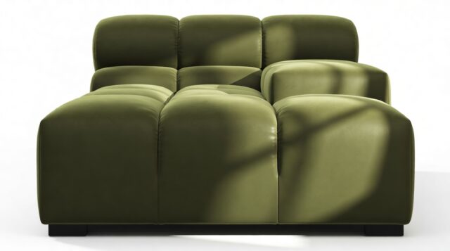 The Tufty – Thyme Luxe Velvet, Deep Armrest (Right)