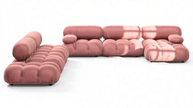 The Bellini – Blush Pink Velvet, Sectional (Large Left Corner)