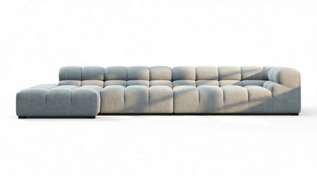 The Tufty – Cerulean Chenille, Sectional Large Chaise (Left)